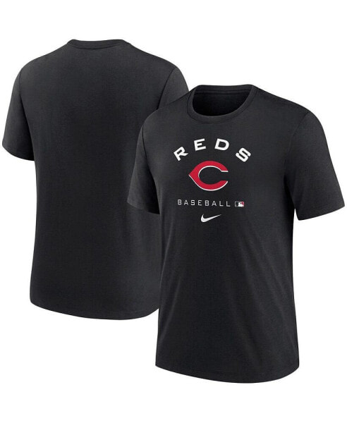 Men's Black Cincinnati Reds Authentic Collection Tri-Blend Performance T-shirt