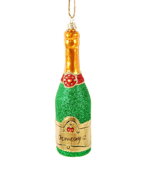 Cody Foster & Co. Glittered Champagne-Green Christmas Ornament Green