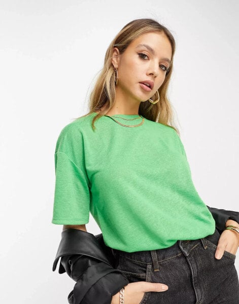 ASOS DESIGN crew neck relaxed t-shirt in texture in bright green