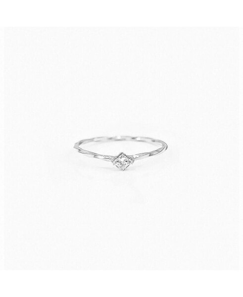 Thin Crystal Solitaire Ring