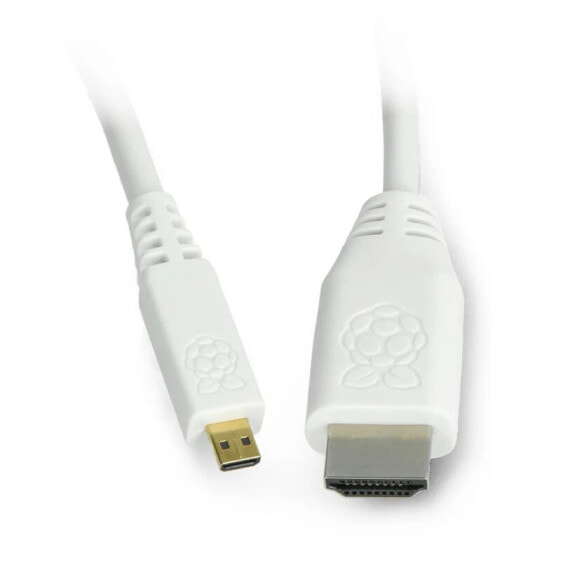 Шнур microHDMI - HDMI оригинальный для Raspberry Pi 4 - 1м - белый.