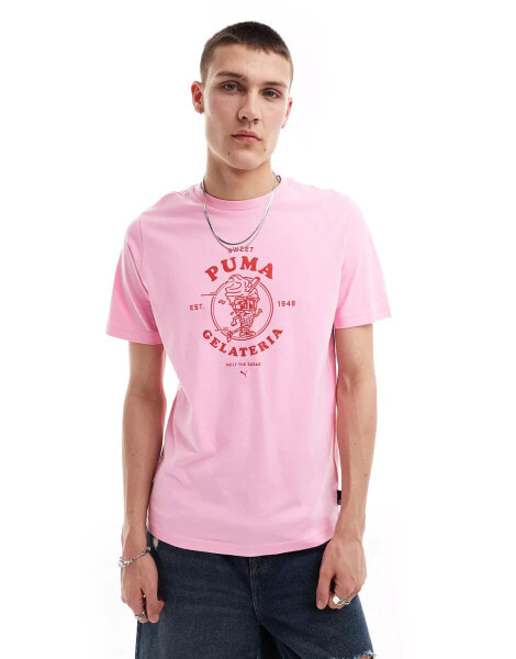 PUMA – Gelato – T-Shirt in Rosa mit Grafik