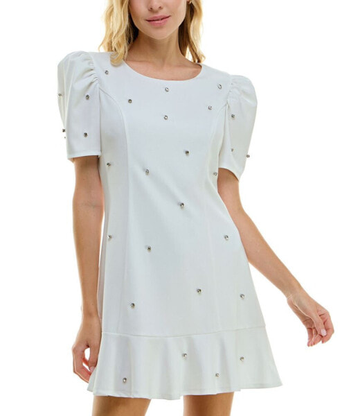 Платье Crystal Doll с объемными рукавами и украшением стразами