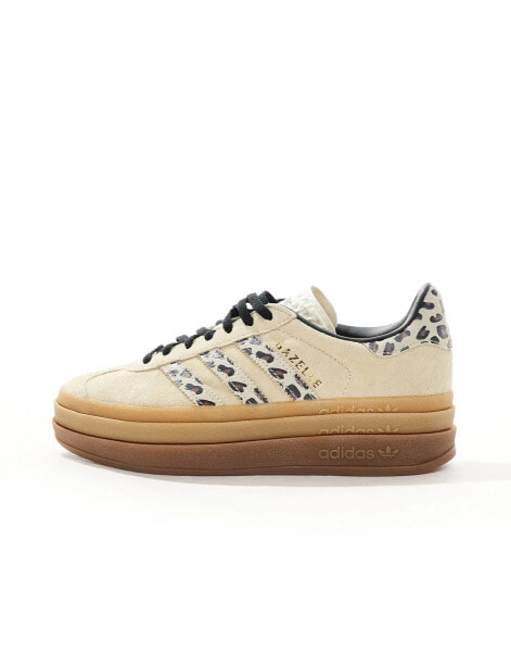 adidas Originals Gazelle Bold in cream and leopard print