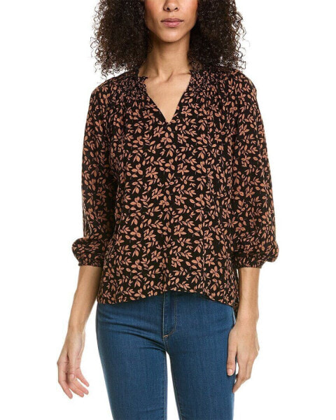 Bobeau Smocked Collar Top Women's