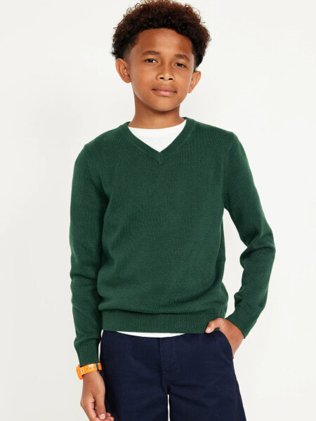 School Uniform Solid V-Neck Sweater for Boys