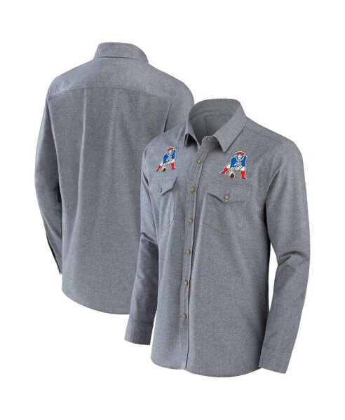 Men's NFL x Darius Rucker Collection by Gray New England Patriots Chambray Button-Up Long Sleeve Shirt