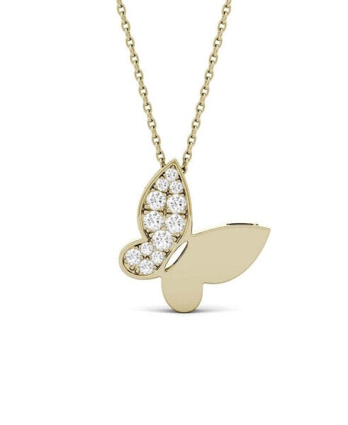 Charles & Colvard moissanite Butterfly Pendant 1/6 ct. t.w. Diamond Equivalent in 14k White or Yellow Gold
