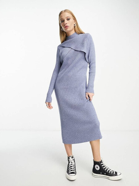 Object knitted midi dress in blue 