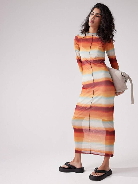 Pieces seam detail maxi dress in multi ombre