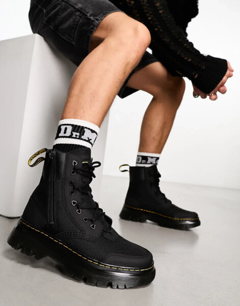 Dr Martens Tarik zip 8 eye boots in black leather