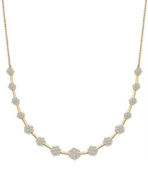 Diamond Flower Cluster Collar Necklace (2 ct. t.w.) in 14k Gold, 16" + 2" extender, Created for Macy's