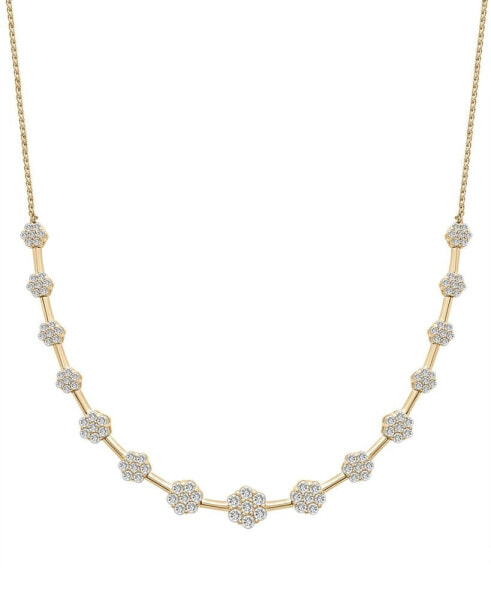 Wrapped in Love diamond Flower Cluster Collar Necklace (2 ct. t.w.) in 14k Gold, 16" + 2" extender, Created for Macy's