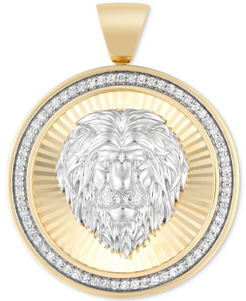 Men's Diamond Lion Sunray Disc Pendant (1/4 ct. t.w.) in 10k Gold