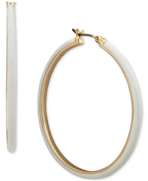 Gold-Tone Medium Color-Coated Hoop Earrings, 1.52"