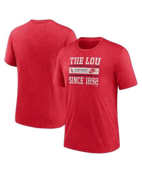 Men's Heather Red St. Louis Cardinals Cooperstown Collection Local Stack Tri-Blend T-Shirt