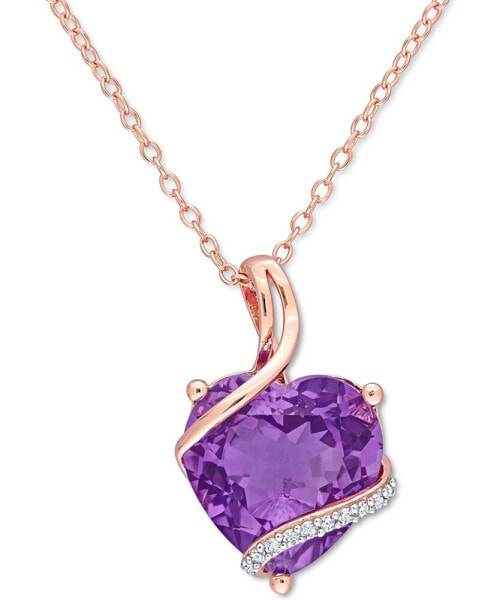 Macy's amethyst (6-1/2 ct. t.w.) & Diamond (1/20 ct. t.w.) 18" Pendant Necklace in 18k Rose Gold-Plated Sterling Silver