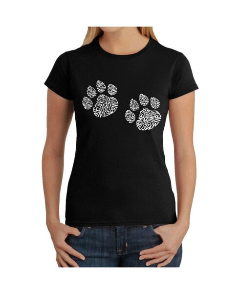 Women's Word Art T-Shirt - Meow Cat Prints