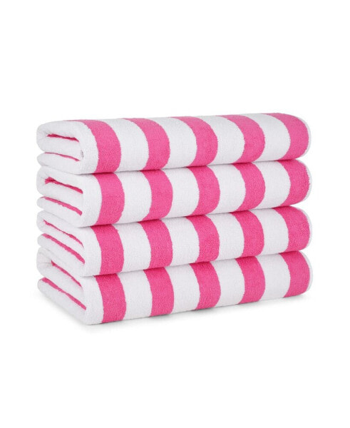 Cali Cabana Striped Beach Towels (4 Pack), 30x60 in., Color Options 100% Soft Cotton