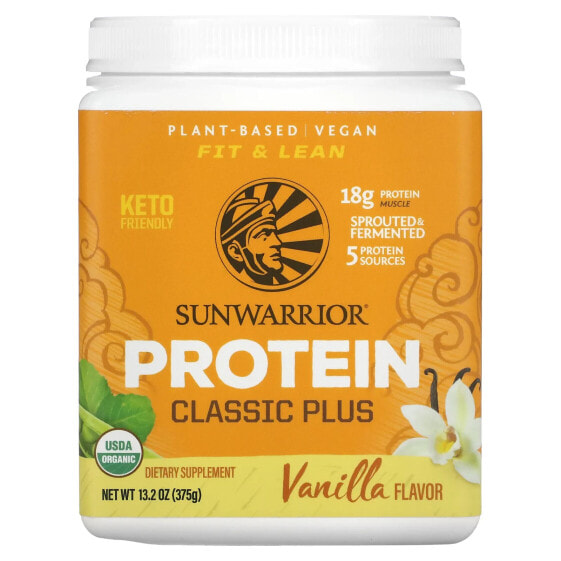 Sunwarrior, Protein Classic Plus, протеин на растительной основе, ванильный вкус, 375 г (13,2 унций)