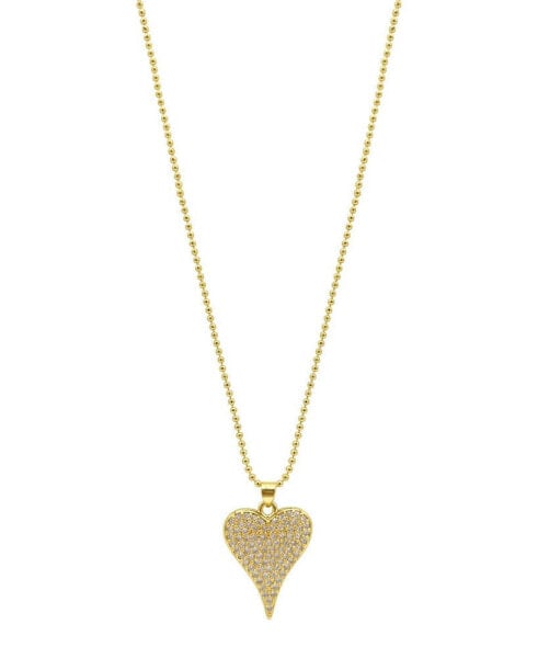 ADORNIA 18" Chain 14K Gold Plated Crystal Pointy Heart On Ball Necklace