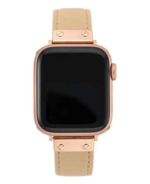 Ремешок для часов Anne Klein женский натуральной кожи розовый совместимый с Apple Watch 42/44/45/Ultra/Ultra 2