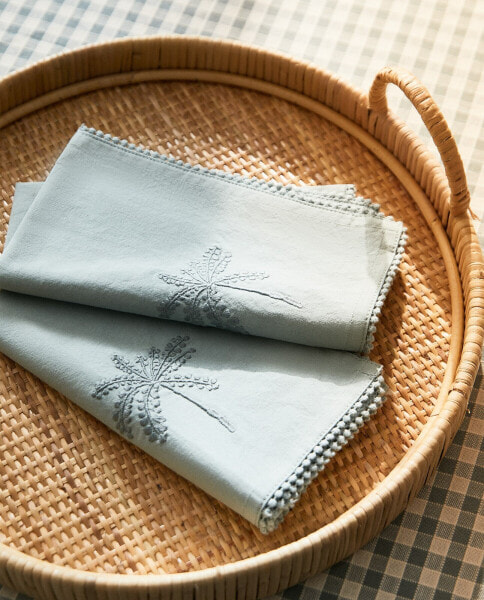 Embroidered palm tree napkins (pack of 2)