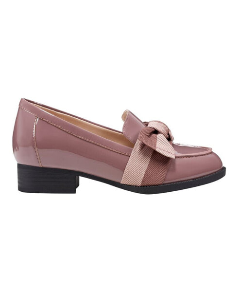 Women's Lindio Bow Detail Block Heel Slip On Loafers