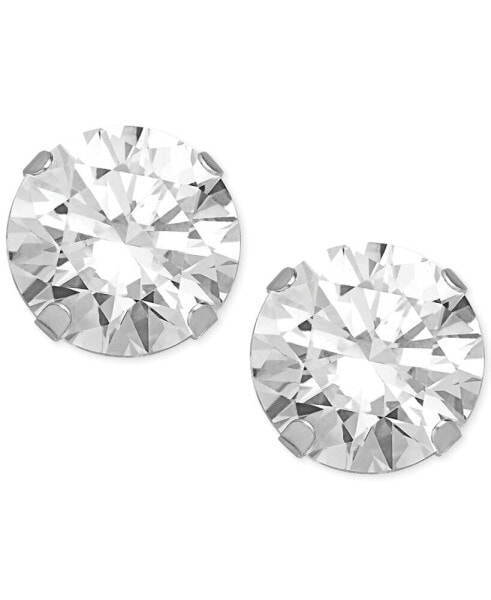 Cubic Zirconia Round Stud Earrings in 14k Gold or 14k White Gold