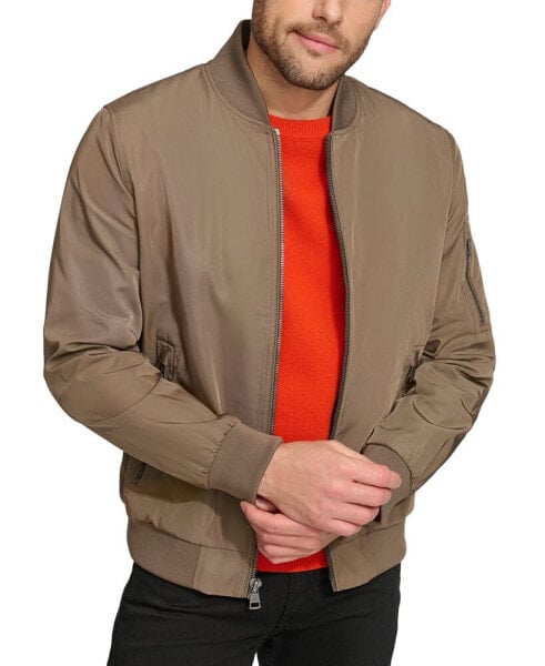 Men's Solid-Color Zipper Flight Jacket