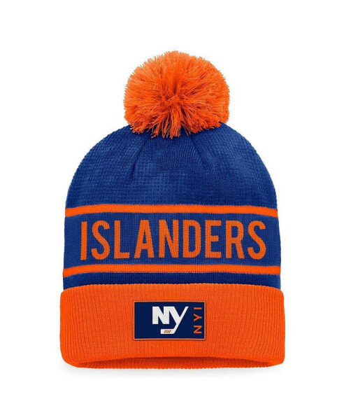 Men's Blue, Orange New York Islanders Authentic Pro Alternate Logo Cuffed Knit Hat with Pom