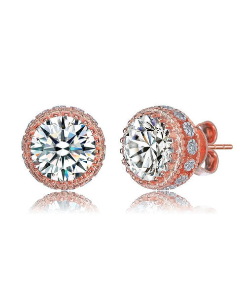 Sterling Silver Round-cut Cubic Zirconia Stud Earrings