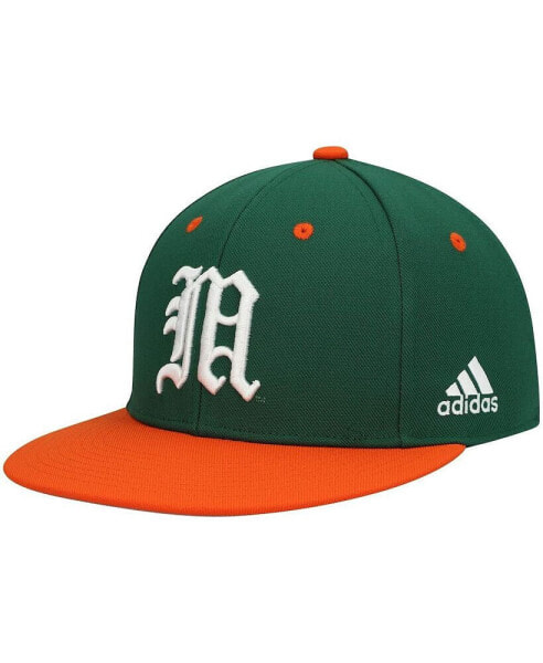 Men's Green and Orange Miami Hurricanes On-Field Baseball Fitted Hat