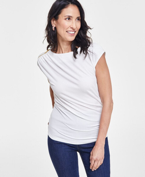 Women's Solid Zip-Shoulder Blouse, Created for Macy's