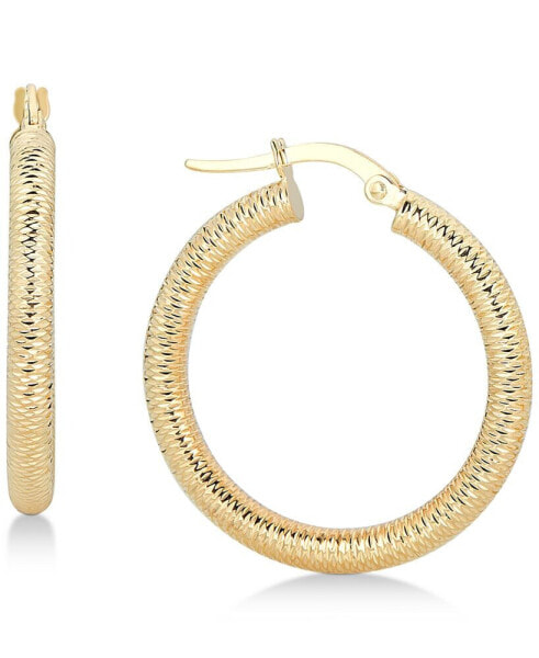 Серьги Italian Gold Textured Tube Hoop