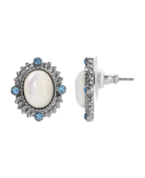 Mother of Imitation Pearl Oval Earrings