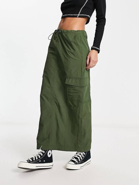 New Look cargo maxi skirt in khaki