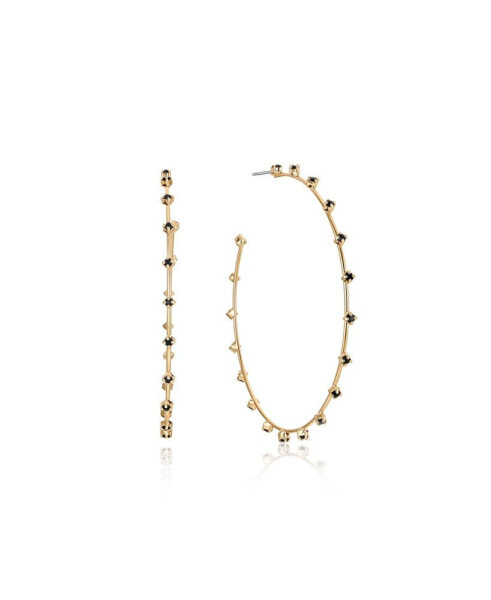 Simple Spark Crystal 18K Gold Plated Hoops