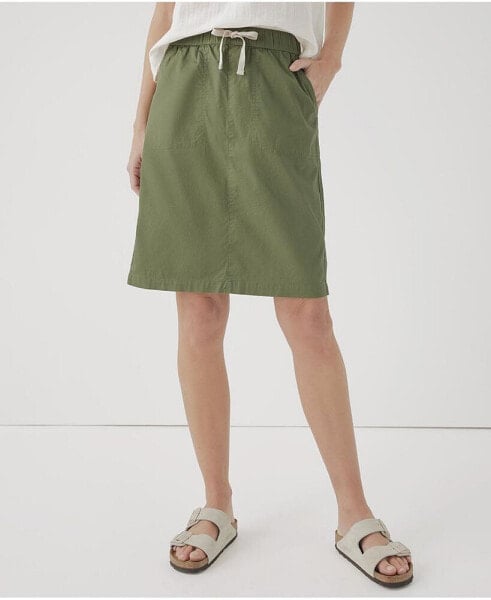 Plus Size Cotton Classic Woven Twill Drawstring Skirt