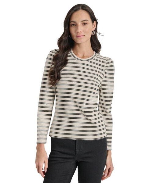 Women's Striped Long-Sleeve Crewneck Top