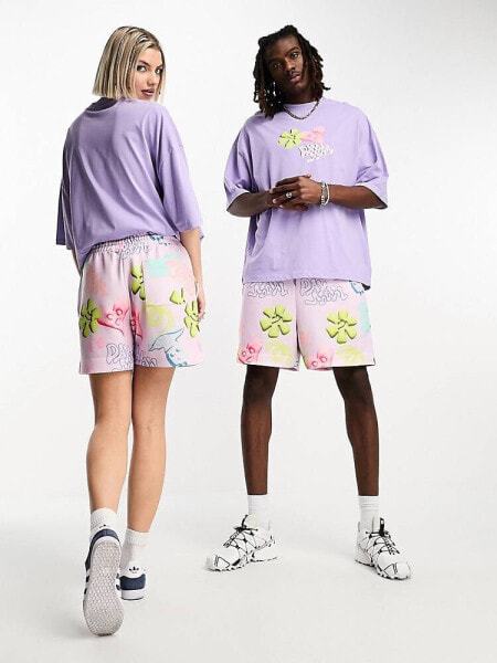 ASOS – Daysocial – Locker geschnittene Shorts mit buntem All-over-Print, Kombiteil