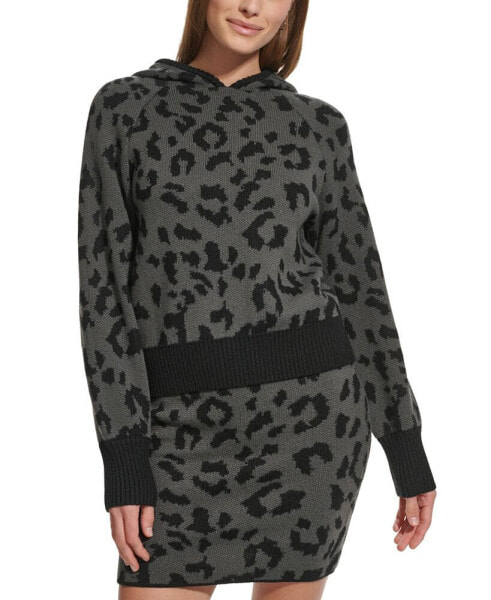 Women's Hooded Animal-Print Pullover Sweater