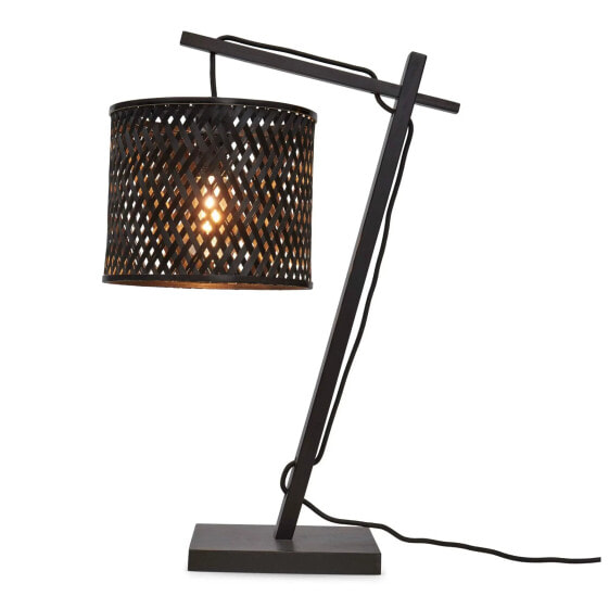 Настольная офисная лампа GOOD&MOJO Декоративная JAVA из бамбука, черная, 40 Вт, E14, 460x300x180 мм, 1,2 кг