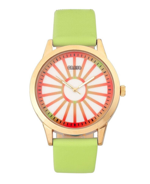 Unisex Electric Light Green Leatherette Strap Watch 41mm