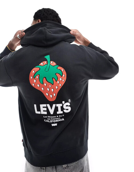 Levi's hoodie with strawberry logo back print in black