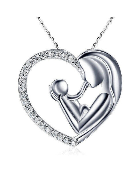 Mother Child Necklace with Cubic Zirconia