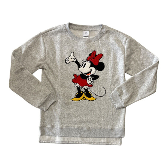 Disney Minnie Mouse Women's Crewneck Fleece Lined Chenille Patch Print