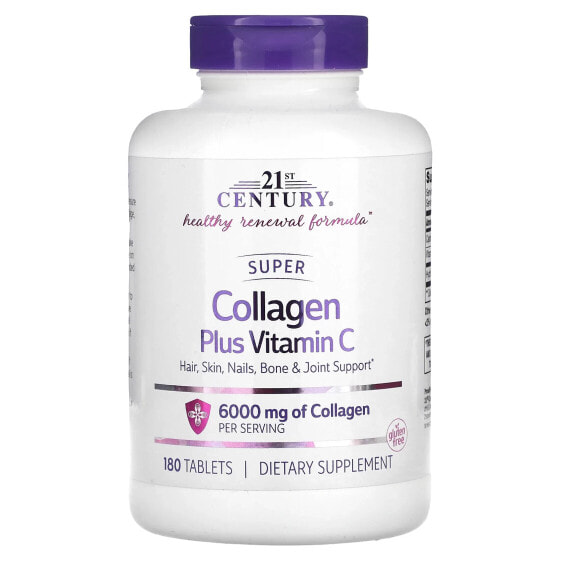 Таблетки 21st Century Super Collagen Plus Vitamin C, 6,000 мг, 180 шт