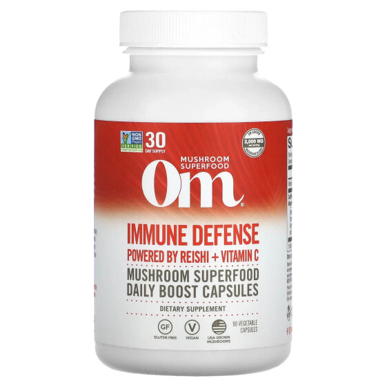 Биологически активная добавка Om Mushrooms Immune Defense с рейши и витамином С, 90 капсул