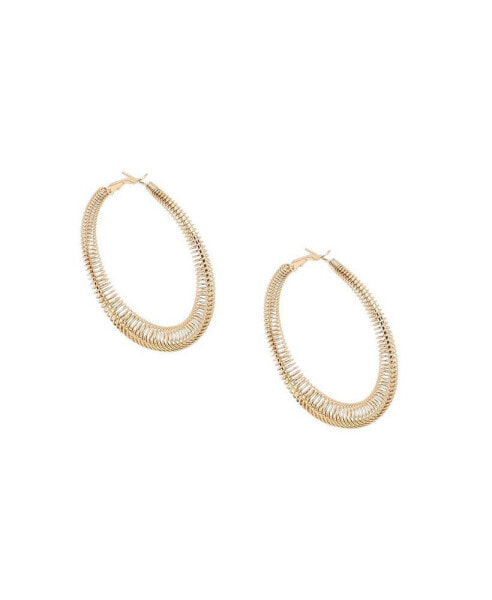 Women's Ribbed Hoop Earrings